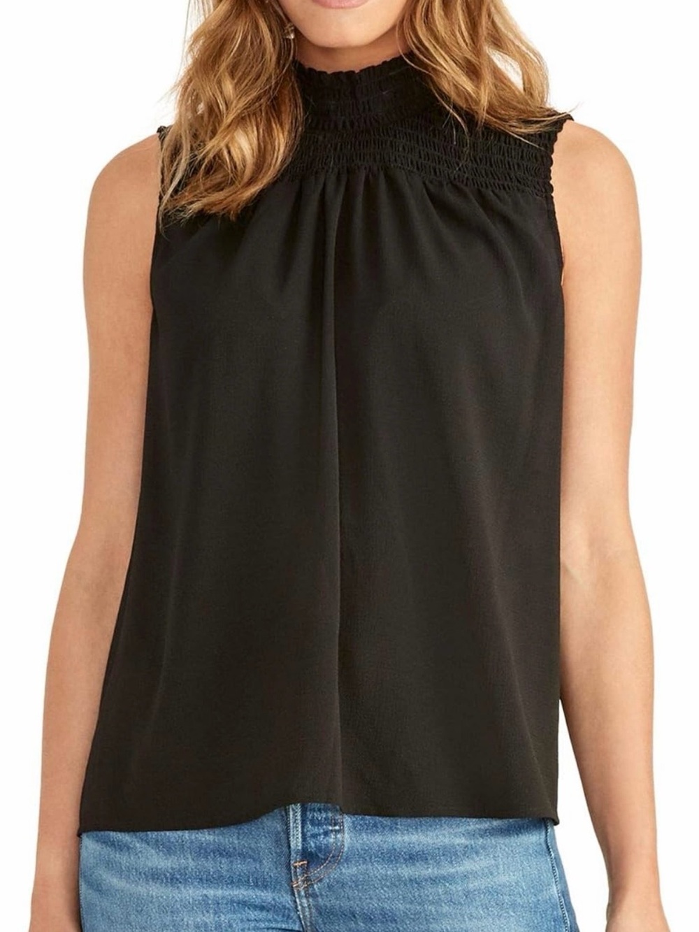 RACHEL Rachel Roy Mindi Smocked Mock Neck Top